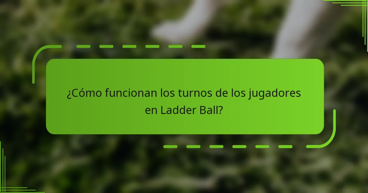 ¿Cómo funcionan los turnos de los jugadores en Ladder Ball?