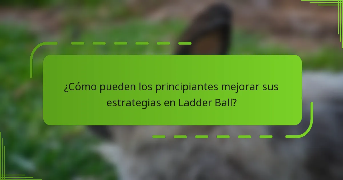 ¿Cómo pueden los principiantes mejorar sus estrategias en Ladder Ball?