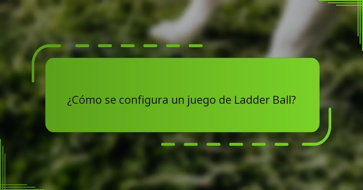 ¿Cómo se configura un juego de Ladder Ball?