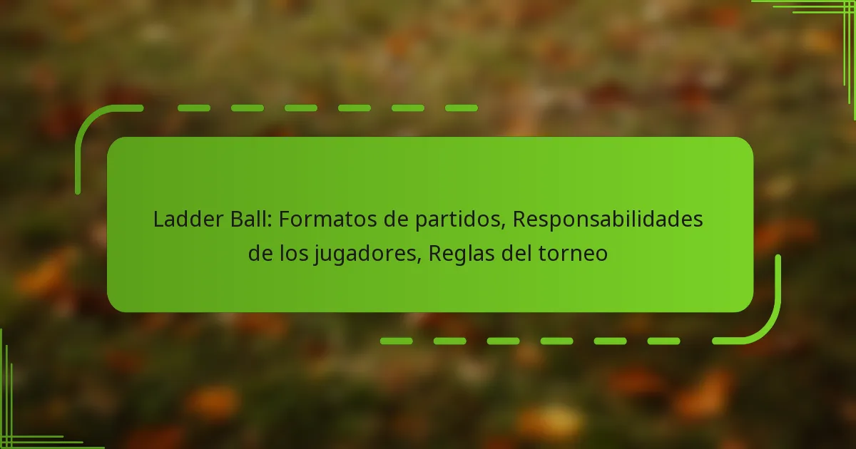 Ladder Ball: Formatos de partidos, Responsabilidades de los jugadores, Reglas del torneo
